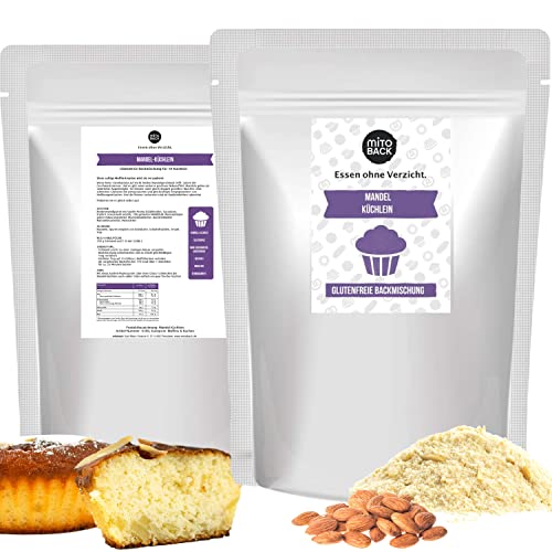 MITOBACK - Backmischung Mandelküchlein: Mandel Küchlein glutenfrei - Protein Fitness Muffin Fertigback-Mischung - Eiweißreiche Backmischung ideal bei Diabetes & Zöliakie von MITOBACK