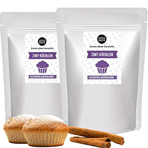 MITOBACK - Backmischung Zimtküchlein: 2er Set Glutenfreie und Mehlfreie Zimt Küchlein - Protein Fitness Muffin-Backmischung Hefefrei, Nussfrei & Eiweißreich ideal bei Diabetes & Zöliakie von MITOBACK