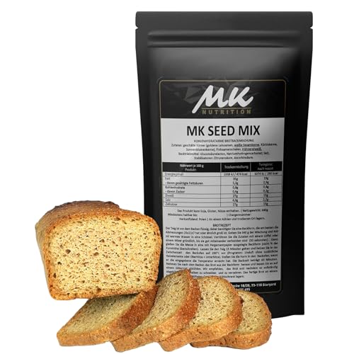 KETO Bread 0.4g carbs |MK Seed Mix| 680 g für 2 Brote (1,2kg) | Eiweißbrot Backmischung | Kohlenhydratarme Keto Brot | 15 g Protein | für Low Carb, Keto & Diabetiker von MK Nutrition