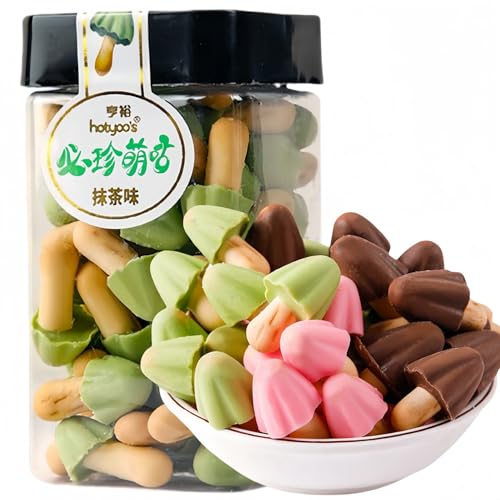 Chinesische Snacks Als Geschenk Chinesische Kekse Schokoladen-Erdbeer-Matcha-Kekse Pilzkekse Chinesische Snacks Desserts Verzehrfertige Snacks in Dosen 145 G/Dose (Matcha-Geschmack) von MKSDDF