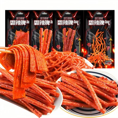 MKSDDF-58g*4er Pack Latiao Klassische Chinesische Snacks Latio, Würzige Streifen, Würzige Streifen-Kombination – Lässige Snacks – Büro-Snacks – Verschiedene Kombinationen (Gemischt*4 Packungen) von MKSDDF