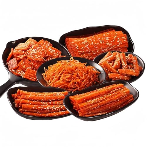 MKSDDF - Chinesische Internet-Prominente, würzige Streifen, würzige Snacks, Geschenkpackungen, würzige chinesische Streifen, chinesische Snacks, würzige Snacks, beliebte Snack-Kombination, 60 g x 4 von MKSDDF