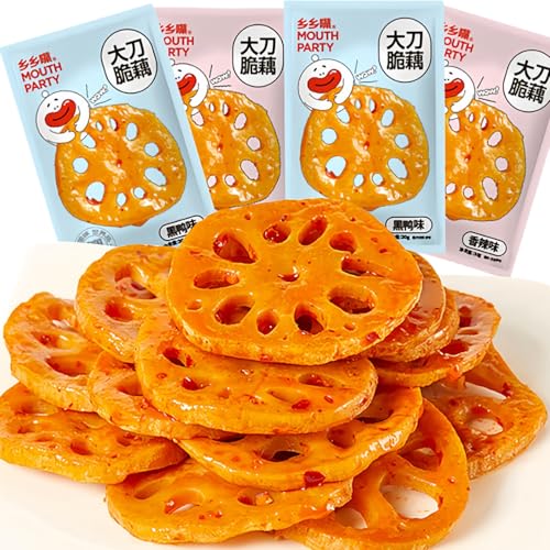 MKSDDF Chinesische Snacks, würzige Lotuswurzelscheiben, würzige Streifen, getrocknetes Gemüse, geschmorte, knusprige Lotuswurzel, nicht gebraten, knusprige Lotuswurzeln, chinesische Snacks, 30 g x 10 von MKSDDF