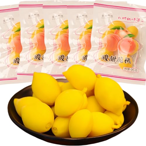 MKSDDF – Eingelegte Fruchtsnacks 95 g * 5 Packungen kleine gelbe Pfirsiche, große Tüte Obst-Pfirsich-Snacks, chinesische gelbe Pfirsich-Snacks von MKSDDF