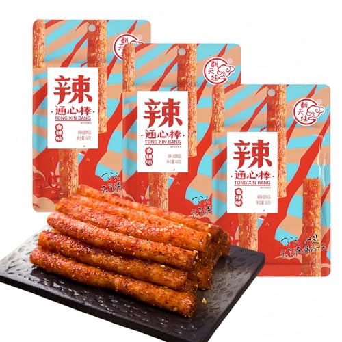 MKSDDF-Latiao 68g*3 Packung Würzige Streifen Chinesische Klassische Snacks, Vegetarische Snacks, Lässige Snacks Würzige Snacks Latio (Scharf*3er-Pack) von MKSDDF