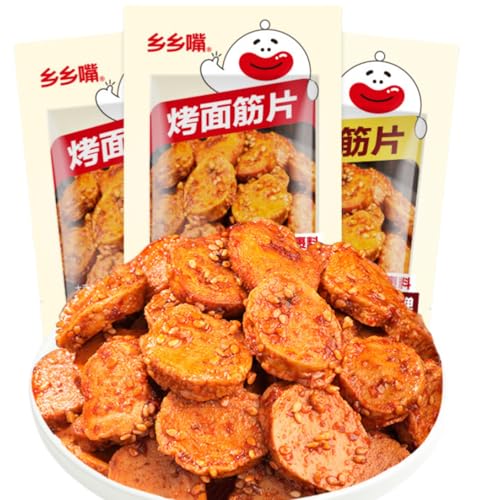 MKSDDF Latiao Latioa Geröstete Glutenscheiben, chinesische würzige Glutenscheiben, würzige Snacks, chinesische würzige Snacks, 50 g x 4 Packungen (BBQ-Geschmack) von MKSDDF