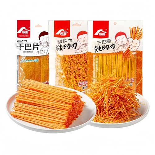 MKSDDF - Würzige Schnipsel/würzige Streifen/würzige Scheiben, würziger heißer Topf, chinesische Snacks, lässige Snacks, 50 g/*3 Packungen, würzige Streifen, chinesische Snacks, würzige Snacks (würzige von MKSDDF