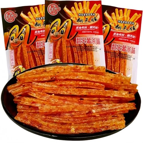 MKSDDF-latiao Chinesische Traditionelle Glutenhaltige Gewürzstreifen Chinesische Snacks Köstliche Verzehrfertige Klassische Würzige Snacks 16 G * 10 Packungen (Pommes-Frites-Geschmack) von MKSDDF