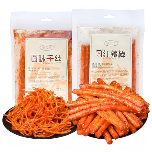 MKSDDF-latiao latios Gewürzstreifen von Internet-Prominenten, zwei Optionen, lässige würzige Streifensnacks, chinesische Latiao-Snacks, 110 g/Beutel würzige Sticks/zerkleinert (würzige Fetzen) von MKSDDF