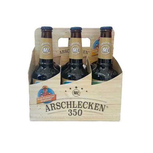 Arschlecken 350 Original ML Sixpack 3 x Hopfensmoothie 0,33 l Flaschen & 3 x Hopfensprudel 0,33 l Flaschen in der Männerhandtasche Alc.5% (6) by Sepp Bumsinger von ML ARSCHLECKEN 350