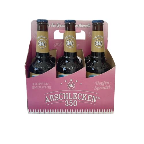 Arschlecken 350 Sixpack 6 x Original ML Helles 0,33 l Flaschen in der Frauenhandtasche Alc.5% vol. (6) von ML ARSCHLECKEN 350