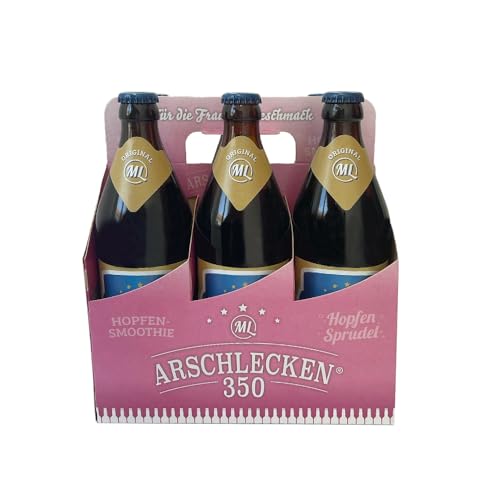 Arschlecken 350 Sixpack 6 x Original ML Helles 0,5 l Flaschen in der Frauenhandtasche Alc.5% vol. (6) von ML ARSCHLECKEN 350