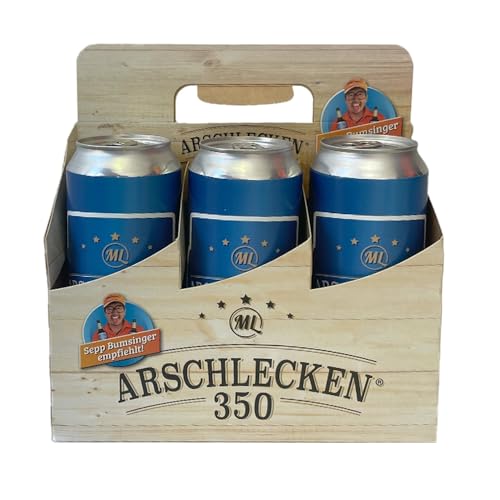 Arschlecken 350 Sixpack 6 x Original ML Helles in der Männerhandtasche in 0,5 Liter Dose Alc.4,9% vol. (6) von ML ARSCHLECKEN 350