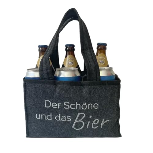 Geschenkset Arschlecken 350 Bayrisch Hell by Sepp Bumsinger 3 x 0,5 l in der Flasche & 3 x 0,5 l in der Dose im Sixpack in praktischer Filztasche - Der Schöne und das Bier – Alc.4,9%/5% vol. (6) von ML ARSCHLECKEN 350