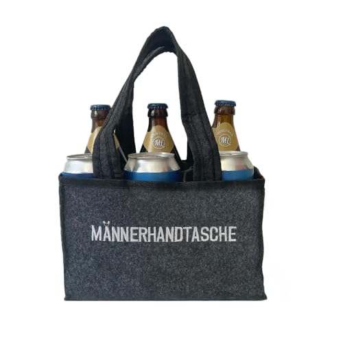 Geschenkset Arschlecken 350 Bayrisch Hell by Sepp Bumsinger 3 x 0,5 l in der Flasche & 3 x 0,5 l in der Dose im Sixpack in praktischer Filztasche - Männerhandtasche – Alc.4,9%/5% vol. (6) von ML ARSCHLECKEN 350