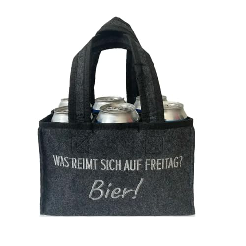 Geschenkset Arschlecken 350 Bayrisch Hell by Sepp Bumsinger in der Dose 6 x 0,5 l Original ML im Sixpack in praktischer Filztasche - Was reimt sich auf Freitag? Bier! – Alc.4,9% vol. (6) von ML ARSCHLECKEN 350