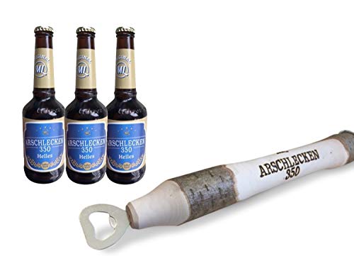 Geschenkset Arschlecken 350 Bierprügel XXL Männergeschenk inkl. 3 Flaschen Helles Bier Arschlecken 350 von ML ARSCHLECKEN 350