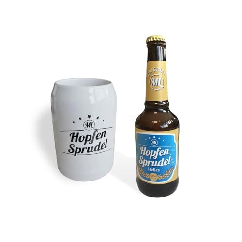 Geschenkset Arschlecken 350 Original ML 1 Hopfensprudel 0,33 l Flasche mit praktischen Bierkrug „Hopfensprudel“ 0,5 l Alc.5% vol. by Sepp Bumsinger von ML ARSCHLECKEN 350