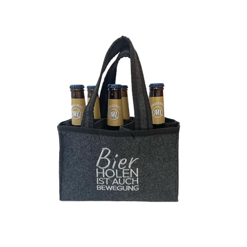 Geschenkset Arschlecken 350 Sixpack 6 Original ML Bayrisch Hell 0,33 l Flaschen in praktischer Filztasche „Bier holen ist auch Bewegung“ Alc.5% vol. (6) by Sepp Bumsinger von ML ARSCHLECKEN 350