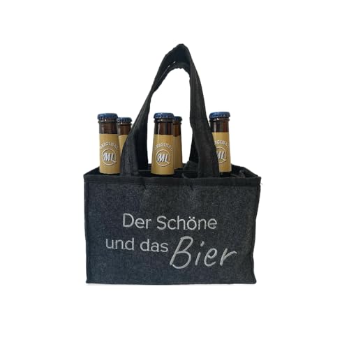 Geschenkset Arschlecken 350 Sixpack 6 Original ML Bayrisch Hell 0,33 l Flaschen in praktischer Filztasche „Der Schöne und das Bier“ Alc.5% vol. (6) by Sepp Bumsinger von ML ARSCHLECKEN 350