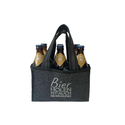 Geschenkset Arschlecken 350 Sixpack 6 Original ML Bayrisch Hell 0,5 l Flaschen in praktischer Filztasche „Bier holen ist auch Bewegung“ Alc.5% vol. (6) by Sepp Bumsinger von ML ARSCHLECKEN 350