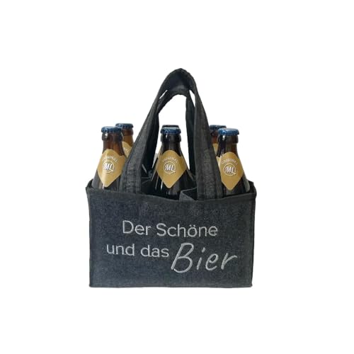 Geschenkset Arschlecken 350 Sixpack 6 Original ML Bayrisch Hell 0,5 l Flaschen in praktischer Filztasche „Der Schöne und das Bier“ Alc.5% vol. (6) by Sepp Bumsinger von ML ARSCHLECKEN 350