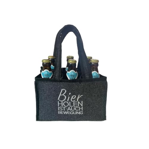 Geschenkset Arschlecken 350 Sixpack 6 Original ML Freibier 0,33 l Flaschen in praktischer Filztasche „Bier holen ist auch Bewegung“ Alc.5% vol. (6) by Sepp Bumsinger von ML ARSCHLECKEN 350