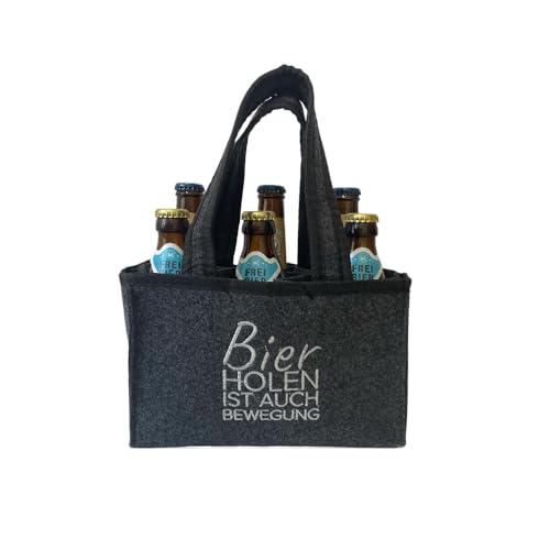 Geschenkset Original ML Sixpack 3 x Freibier 0,33 l Flaschen & 3 x Arschlecken 350 Helles 0,33 l Flaschen in praktischer Filztasche „Bier holen ist auch Bewegung“ Alc.5% (6) by Sepp Bumsinger von ML ARSCHLECKEN 350