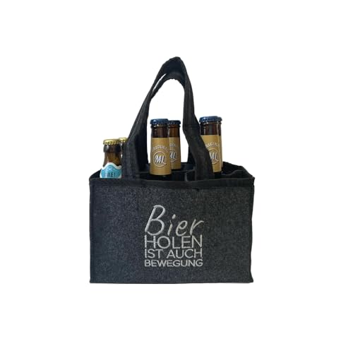 Geschenkset Sixpack 2 x Original ML Freibier, 2 x Arschlecken 350 Helles 0,33 l & 2 x Hopfensprudel 0,33 l in praktischer Filztasche „Bier holen ist auch Bewegung“ Alc.5% (6) by Sepp Bumsinger von ML ARSCHLECKEN 350