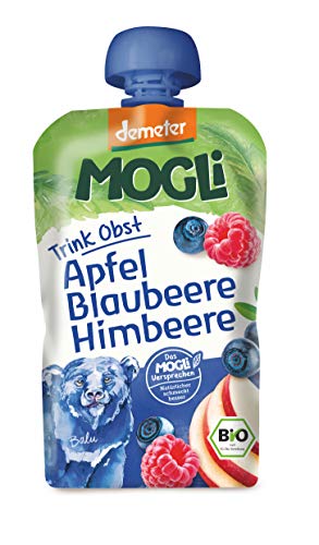 MOGLi Bio Demeter Trink Obst Quetschbeutel Blaubeere 12er Quetschie Pack (12x100g) von MOGLi