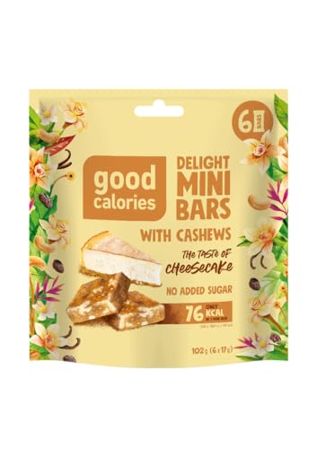 Good Calories® Mini-Riegel Vanille-Käsekuchen - 1 Stück - 102g - Mini Bars With Cashews The Tase of Cheesecake No Add Sugar - 100% Natürliches Vegan Enegry Superfood von MOKATE