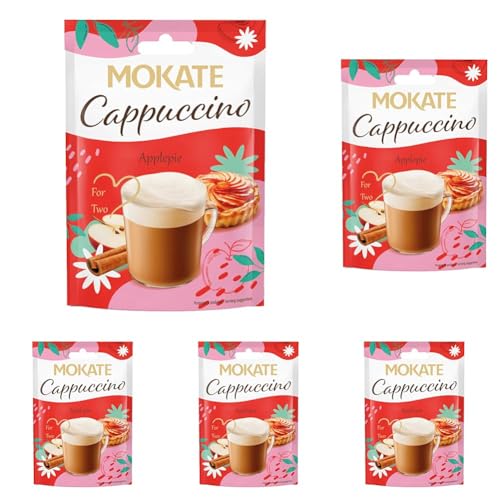 MOKATE® Cappuccino | 40g Geschmack: Apfelkuchen mit Zimt | Instantkaffee Kaffeegetränk Instantkaffee Samtig und Aromatisch Cremiger Getränk Kaffee Getränkepulver (Packung mit 5) von MOKATE