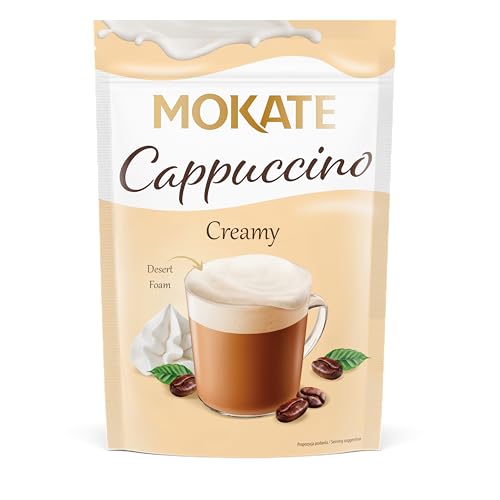 MOKATE - Cappuccino Cremig - Cremiger Instant-Kaffee mit Milchschaum - Cramy Sahne Coffee - Cremiger Kaffeegetränk Aromatisch Süß Kaffeepulver - Einfach mit Heißem Wasser Aufgießen - 110g von MOKATE