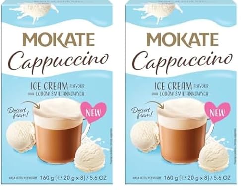 MOKATE® Cappuccino Chocolate | 160g Geschmack: Sahne | Instantkaffee Kaffeegetränk Instantkaffee Samtig und Aromatisch Cremiger Getränk Kaffee Getränkepulver aus löslichem Bohnenkaffee (Packung mit 2) von MOKATE