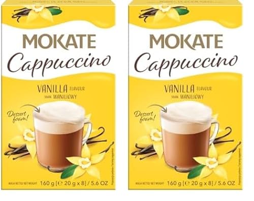 MOKATE® Cappuccino Chocolate | 160g Geschmack: Vanille | Instantkaffee Kaffeegetränk Instantkaffee Samtig und Aromatisch Cremiger Getränk Kaffee Getränkepulver aus löslichem Bohnenkaffee von MOKATE