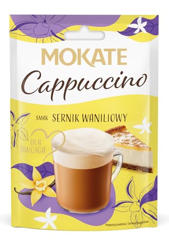 MOKATE - Cappuccino Vanille Käsekuchen - Cremiger Instant-Kaffee mit Milchschaum - Coffee Vanilla Cheesecake - Aromatisch Süß Kaffeepulver - Kaffeegetränk Einfach mit Heißem Wasser Aufgießen - 40g von MOKATE