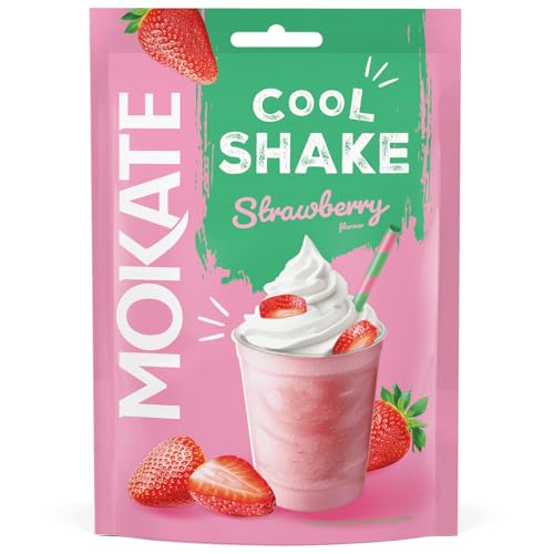 MOKATE - Cool Shake Erdbeere - 2 Portionen pro Packung - Milchshake Pulver - Cremiger Erdbeer Shake, Einfache Zubereitung mit Milch -Perfekt als Snack oder Frühstück - Erfrischender Geschmack - 54g von MOKATE