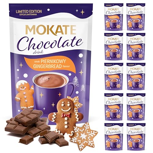 MOKATE® Heiße Schokolade Lebkuchen – 10 Pack – 10 x 120 g – Hot Chocolate Drink Gingerbread – Schokoladengetränk mit Lebkuchengeschmack – Weihnachtstrinkschokolade von MOKATE