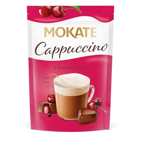 MOKATE - Cappuccino Schokoladenkirsche - Cremiger Instant-Kaffee mit Milchschaum - Chocolate Cherry Coffee - Kirsche Kaffeegetränk Aromatisch Kaffeepulver - Einfach mit Heißem Wasser Aufgießen - 110g von MOKATE