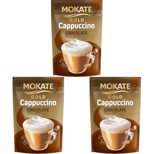 MOKATE Gold Cappuccino Chocolate - Geschmack Schokolade - Instantkaffee - Kaffeegetränk - Instantkaffee - Samtig und Aromatisch - Cremiger Kaffee - Getränk Kaffee - Tasche (Packung mit 3) von MOKATE