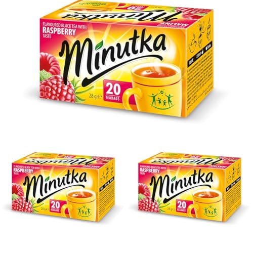 Minutka® Schwarzer Tee Himbeere 20 Teebeutel - 1 Box - 1 x 28g - Black Tea Tea Raspberry - Hochwertige Mischung Aus Schwarztee Teesorten - Schwarzteebeutel Express Cay - Vegan Glutenfrei von MOKATE