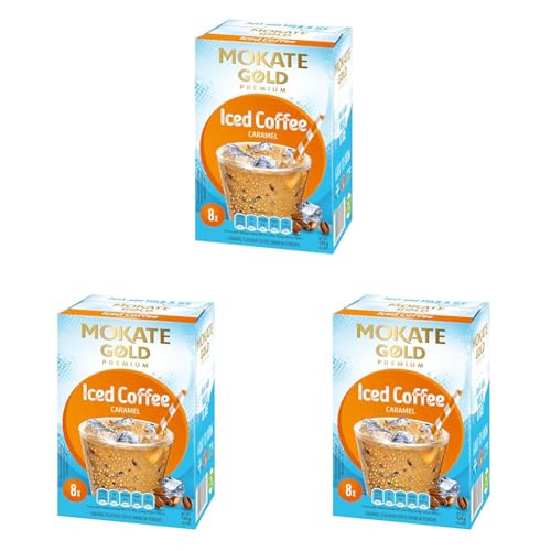 Mokate Gold Iced Coffee Drink Caramel 1 Box 8 Sachets 120g Instantkaffee Kaffeegetränk Instantkaffee Samtig und Aromatisch Cremiger Kaffee Getränk (Packung mit 3) von MOKATE