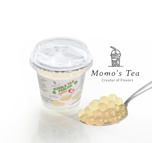 MOMO's TEA Bubble Tea Perlen Lychee, Popping Boba, Litchi Geschmack, Vegan und glutenfrei, Halal, 120g von MOMO's TEA