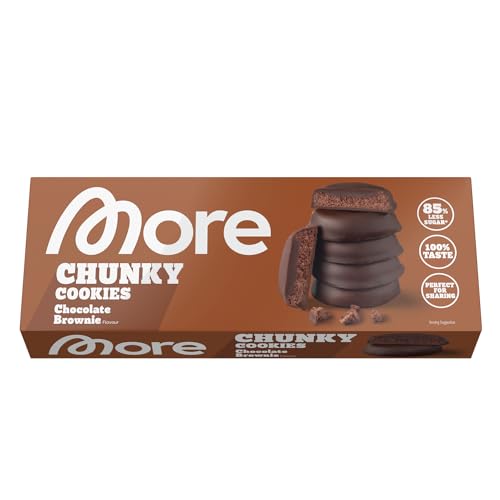 MORE Chunky Cookie, 128g Packung (8 Kekse) - Chocolate Brownie Flavor, knusprige Kekse mit leckerer Füllung, ohne Zuckerzusatz von MORE NUTRITION