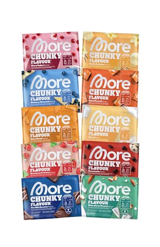 MORE Chunky Flavour Probenbundle, 10 x 30 g Sample, Geschmackspulver zum Süßen, ohne viel Zucker und Kalorien, mit Inulin und Laktase, geprüfte Qualität - made in Germany (Sorten können variieren) von MORE NUTRITION