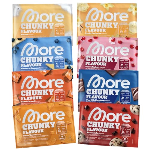 MORE Chunky Flavour Probenbundle, 8 x 30 g Sample, Geschmackspulver zum Süßen, ohne viel Zucker und Kalorien, mit Inulin und Laktase, geprüfte Qualität - made in Germany (Sorten können variieren) von MORE NUTRITION