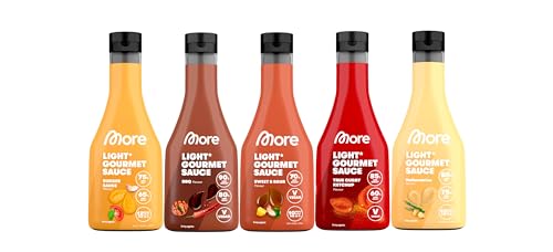 MORE Light Gourmet Sauce, 5 x 285ml, kalorienreduzierte Soße, ohne Zuckerzusatz und unnötigem Fett (Sorten können variieren) von MORE NUTRITION