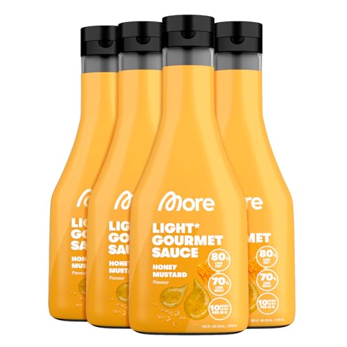 MORE Light Gourmet Sauce, Honey Mustard, 4 x 285 ml, kalorienreduzierte Soße, ohne Zuckerzusatz und unnötigem Fett von MORE NUTRITION