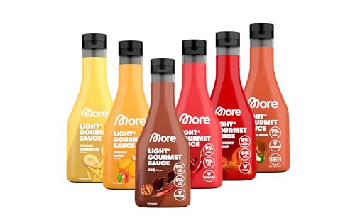 MORE Light Gourmet Sauce, mixed 6er Bundle, 6 x 285 ml, kalorienreduzierte Soße, ohne Zuckerzusatz und unnötigem Fett von MORE NUTRITION