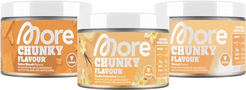 MORE NUTRITION Chunky Flavour, 3er Bundle, 3 x 150 g, Butter Biscuit, Neutral, Vanilla Perfection, Geschmackspulver zum Süßen, ohne viel Zucker und Kalorien, mit Inulin und Laktase von MORE NUTRITION